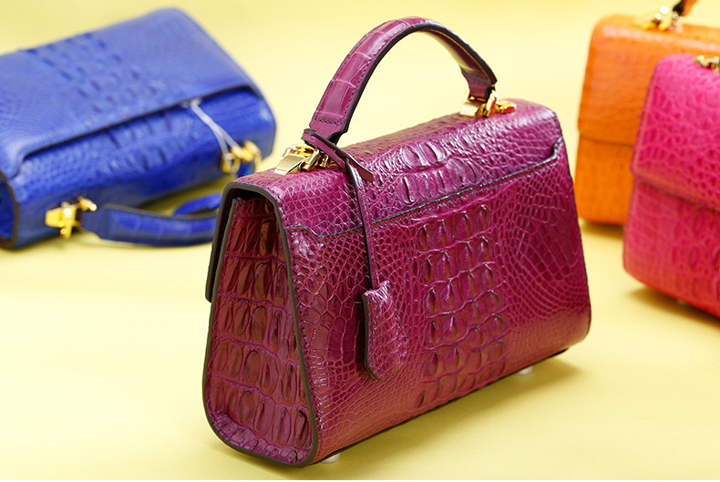 Genuine Alligator Skin Key Lock Closure Lady Small Handbag Authentic Crocodile Leather Women Flap Purse Shoulder Bag