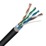Outdoor CAT5E FTP PE+PVC Cable 0.50mm Bare Copper Black Solid 1000ft