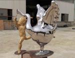Contemporary Outdoor Metal Statues Public Decorative Stainless Steel Animal