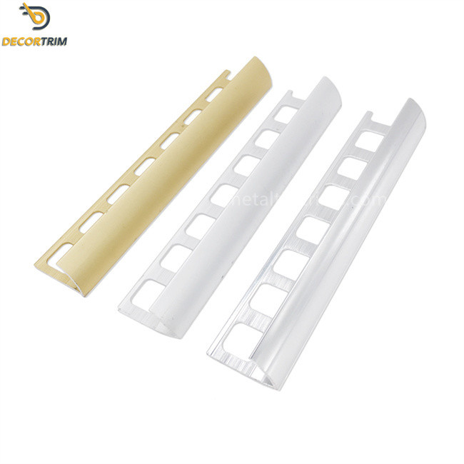 Polish Silver 12mm Tile Edge Trim , Aluminium 6063 Round Edge Metal Tile Trim