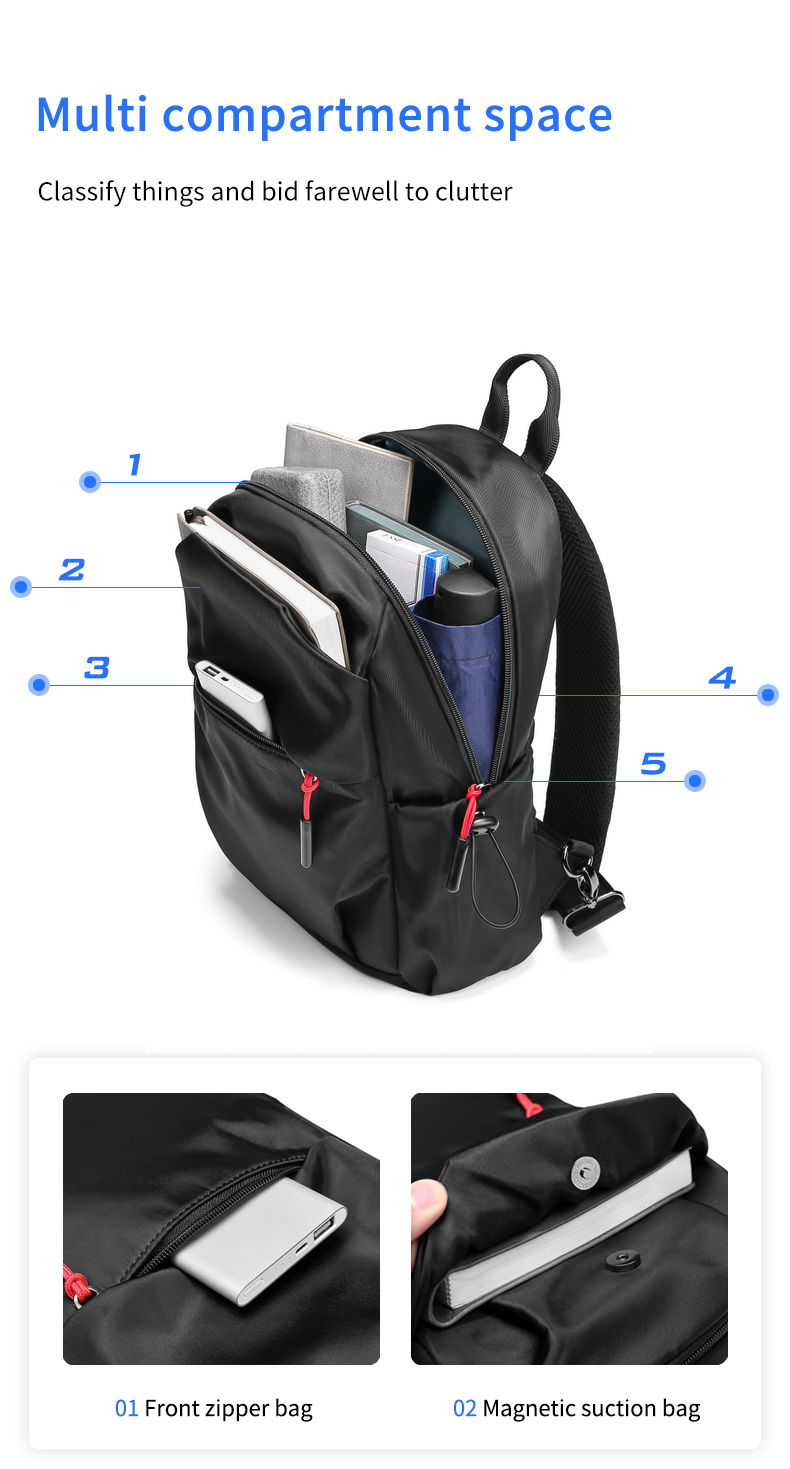 Fashionable Mens Tactical Shoulder Bags Mens Black Sling Bag Multi Compartment