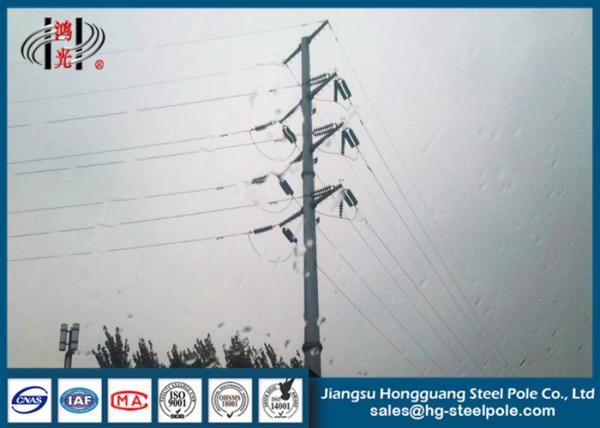 High Voltage Octagon Steel Tubing Galvanized Steel Pole , Steel Transmission
