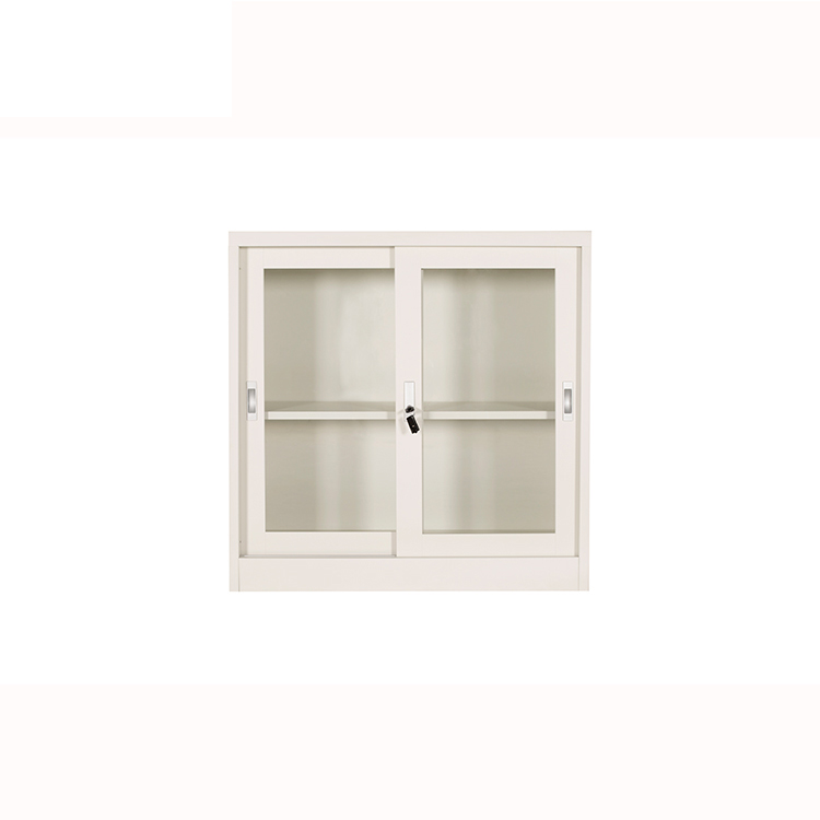 Two Glass Doors Modern Living Room Book Shelf With Handle Lock