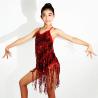 Buy cheap Black Red Latin Dance Costumes , Fringe Latin Dress Spandex Lining Leotard Under from wholesalers