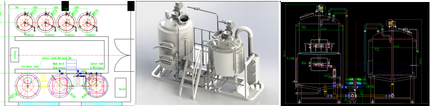 300L Per Batch Micro Beer Brewing Equipment For Hotel / Brewpub Electric Heating