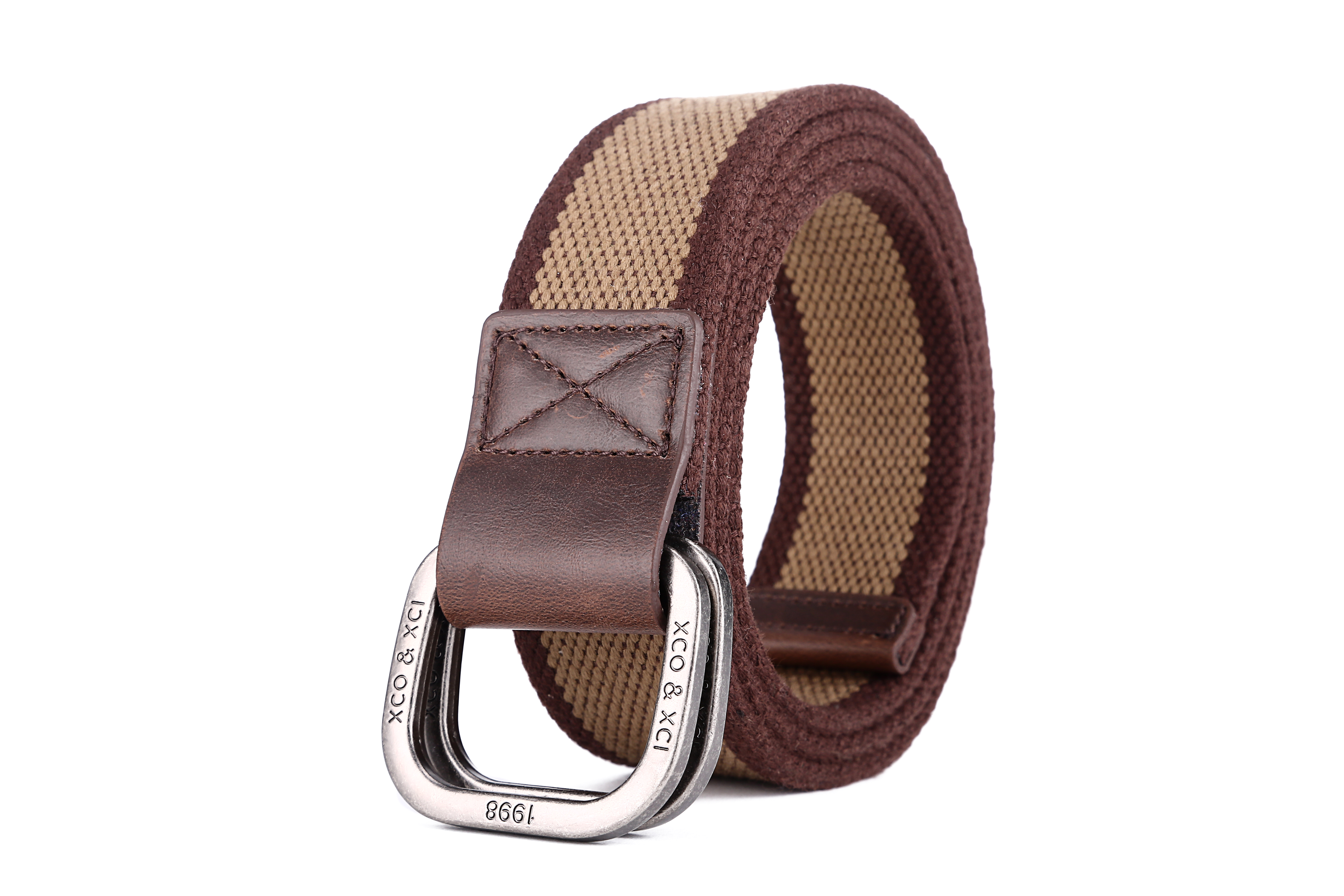 Grommets Cotton Fabric Belt 3.8cm Double Ring Buckle Belt Webbing