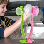 Pans Pots Radial Dish Brush With Handle Dishwashing Scrub Brush