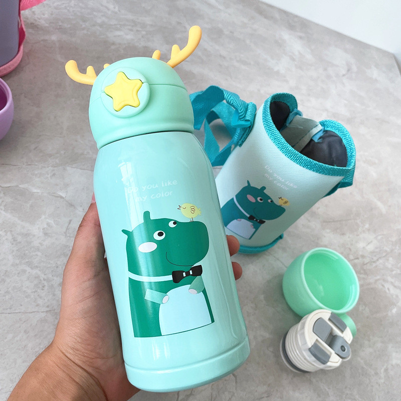 OEM/ODM Acceptable 500ml/16oz Kids Water Bottle With Straw Thermos BPA Free Vacuum Insulated Leak-Proof Perfect For Girls/Boys Sports