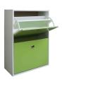 2 Tier Flip Drawers Shoe Organizer Cabinet , Green Shoe Storage Containers