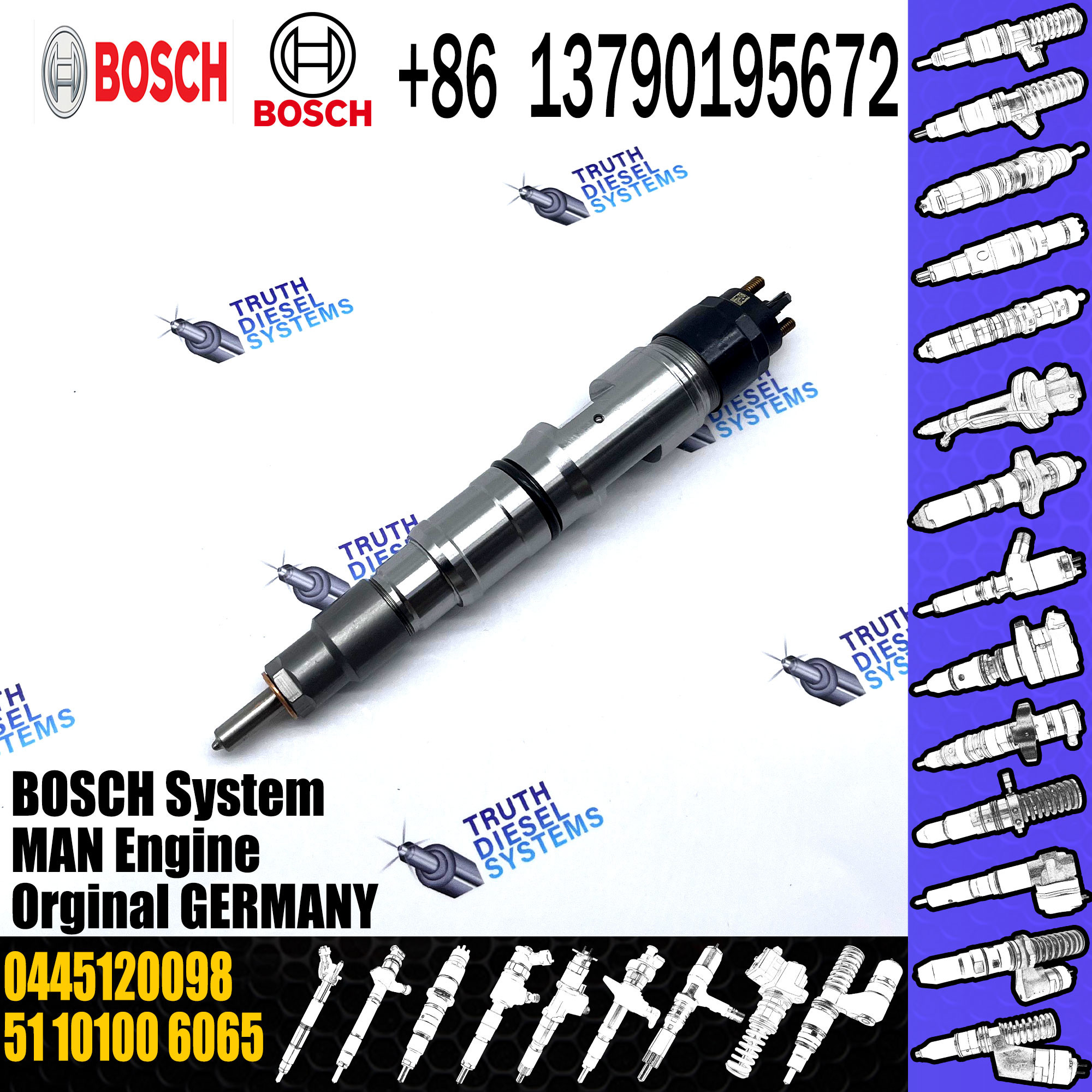 High Quality Common Fuel Injector 0445120098 0445120147 0986435562 For Man Temsa Opalin 6.9 d D0836 LOH52 9