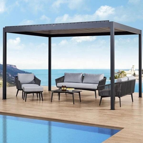 Buy cheap Outdoor 3x4M Aluminium Pergola With Louvered Roof And LED Lights from wholesalers