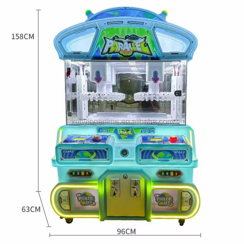 2 Player Coin Operated Mini Claw Machine Clip Prize Game for Arcade Game Center