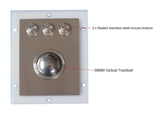 Quality Industrial Stainless Steel Optical Trackball Module With 3 Sealed Waterproof Mouse Buttons for sale