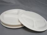 9" Or 10" Round Biodegradable Sugarcane Plates 3 Compartment
