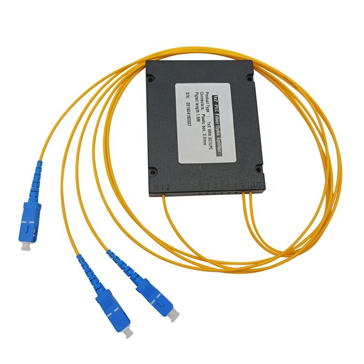 PLC Splitter With Connector 1 meter 1*2 Abs Box Type PLC optic fiber Splitter