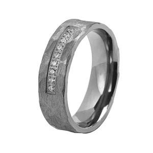Buy cheap 7mm Hammered Prong Custom Damascus Steel Ring Men Women Wedding Band Jewelry from wholesalers