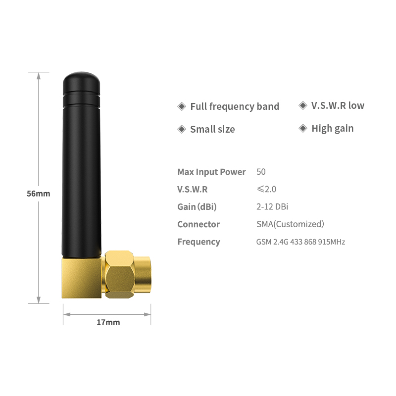 Outdoor Rubber GSM Antenna with 2.4g mhz Frequency Range and Customizable Connect Type