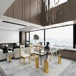 SEDIA Modern Glass Dining Table Set For 6 Elliptic Shape