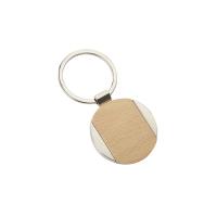 Buy cheap Nickel Iron Beech Wooden Metal Keychain Holder Promotional Round product
