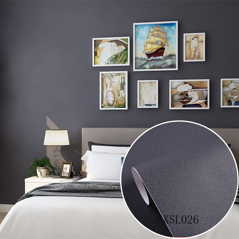Indoor Decoration Black PVC Wallpaper with Waterproof Self Adhesive Roll Size 0.60m * 10m