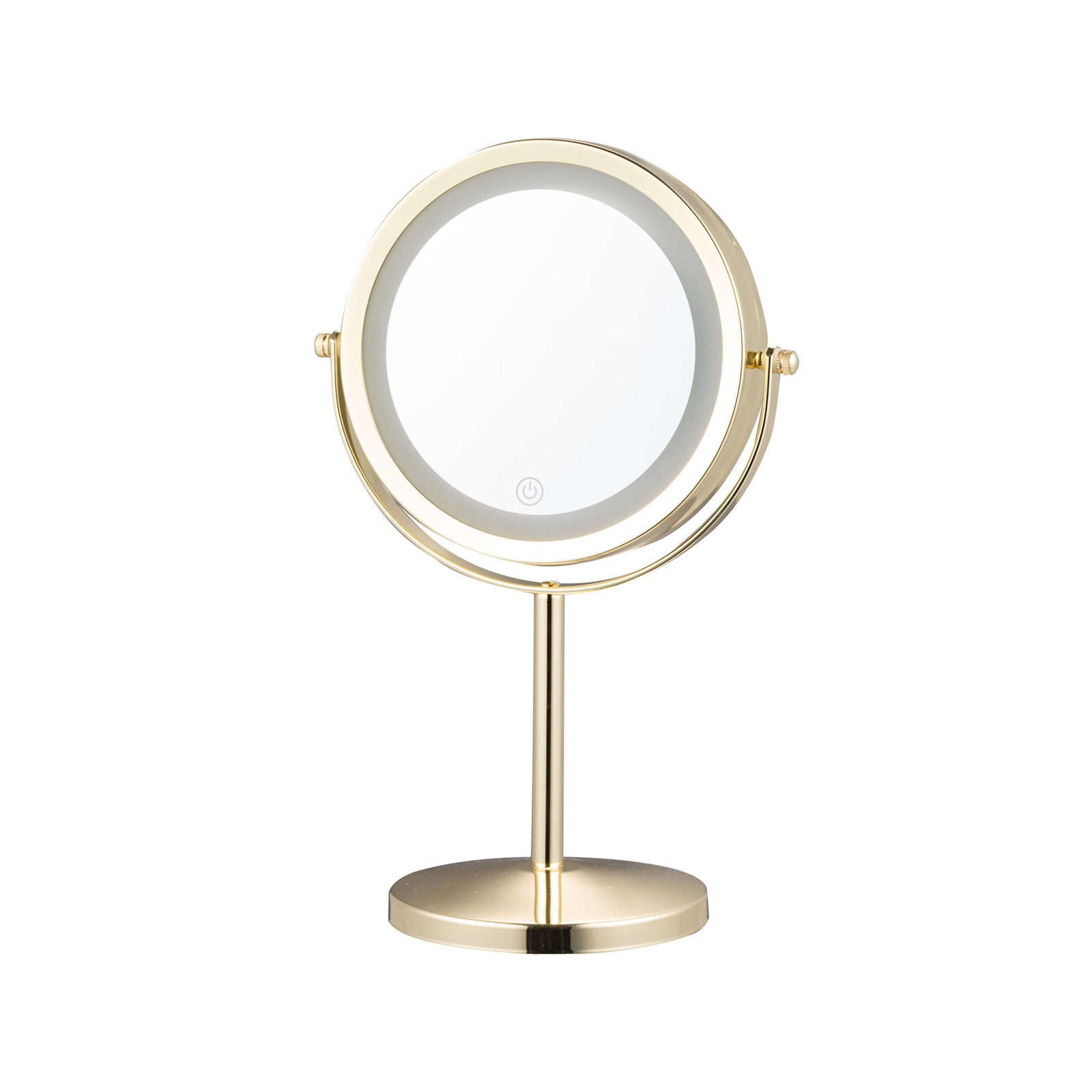 Round Metal Standing Makeup Mirror With Led Lights