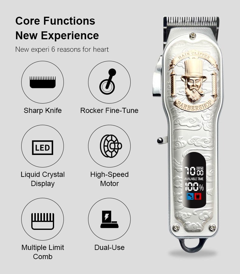 Professional Rechargeable Electric Hair Trimmer With Replacement Blade