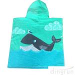 Cute Dolphin Hooded Poncho Beach Towel Reactive Printed For Girls & Boys