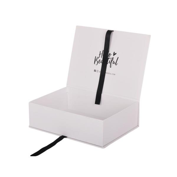 Buy cheap White Color Custom Wig Packaging Boxes With Black Logo Printing Ribbon Bow from wholesalers