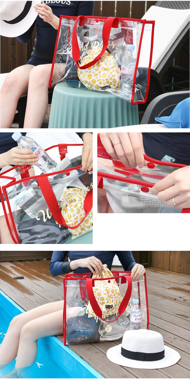 Wholesale clear PVC Waterproof Shopping Bag Transparent Hand Bag