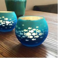 Buy cheap Round electroplating ball shape candle holder with fish decoration for home product