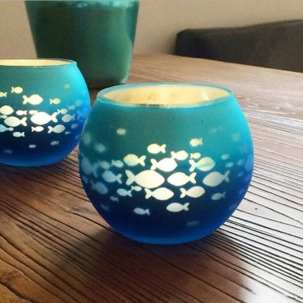 Buy cheap Round electroplating ball shape candle holder with fish decoration for home decor from wholesalers