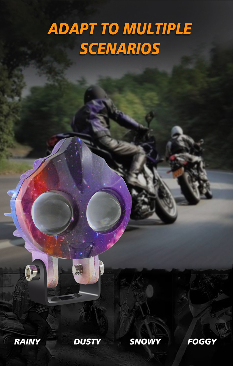 Ultraman Cartoon Design 12V 80V Yellow White LED Headlight For Motorcycle