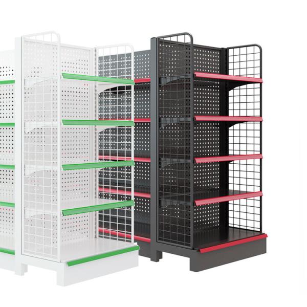 Buy cheap Double Sided Wire Mesh Gondola Display Rack Shelf Grocery Supermarket Shelves from wholesalers