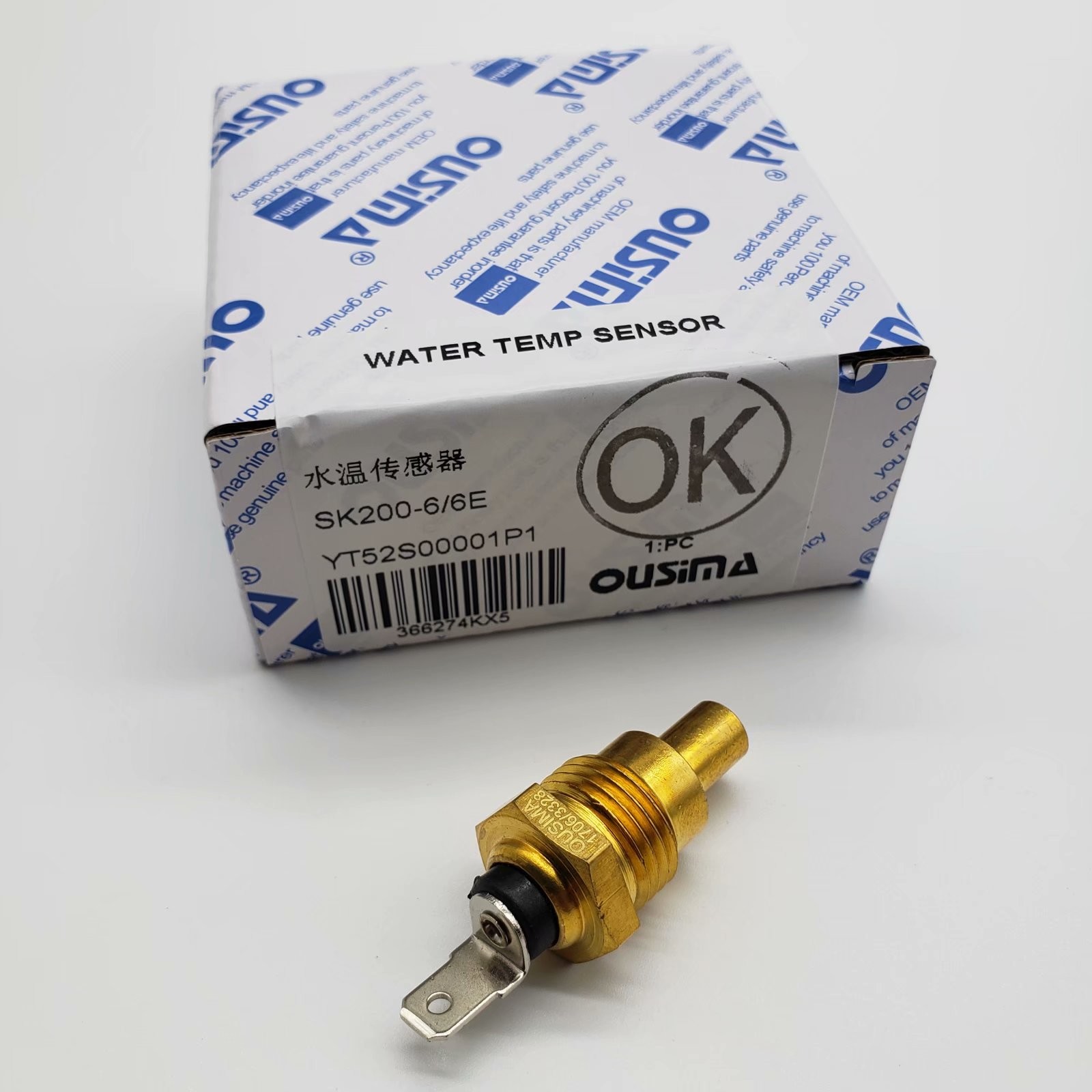 OUSIMA YT52S00001P1 Water Temperature Sensor For SK200-6 SK200-6E Excavator Water Temperature Sensor Spare