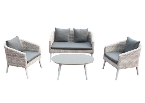 Buy cheap 4 Pieces Beige Poly Rattan Sofa Aluminum Patio Furniture Set from wholesalers