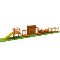 Buy cheap Wooden Kindergarten Preschool Play Equipment Climging Net Slide Outdoor Play Set product