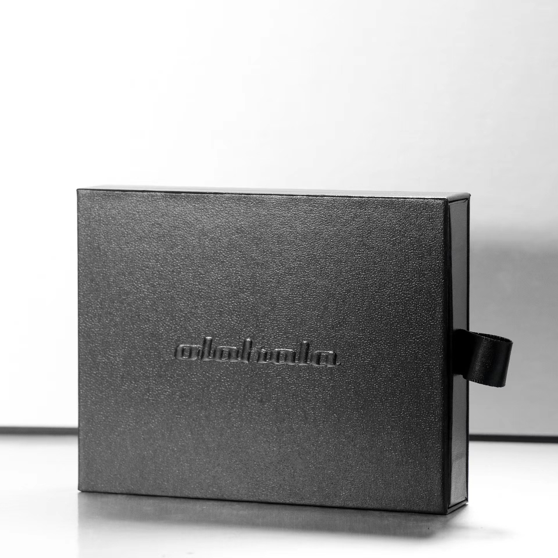 Rectangular Cardboard Exquisite Gift Black Embossing Foil Logo Drawer Box for Products