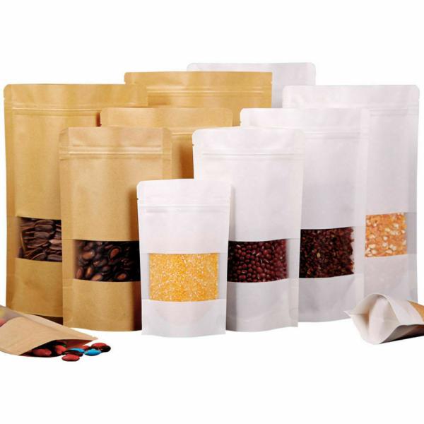 Buy cheap Biodegradable Recycled Stand Up Pouches Brown Kraft Paper Bags from wholesalers