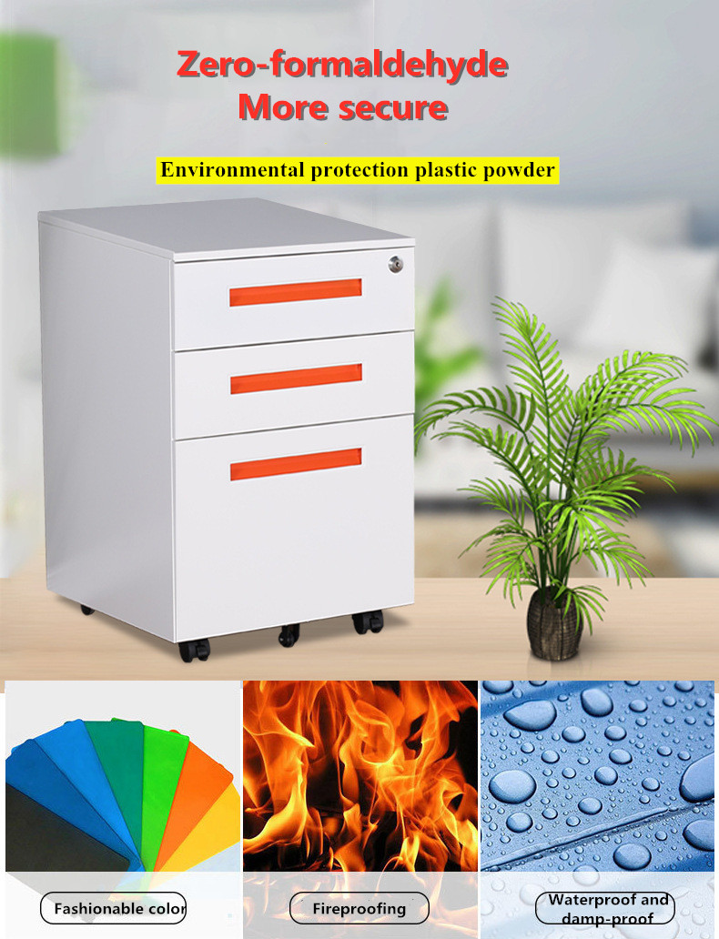 0.6mm White 3 Drawer Lateral File Cabinet With Lock Modern