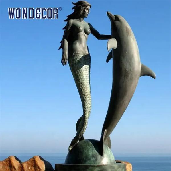 Buy cheap Custom Outdoor Decoration Famous Life Size Bronze Mermaid Dolphins Statue from wholesalers
