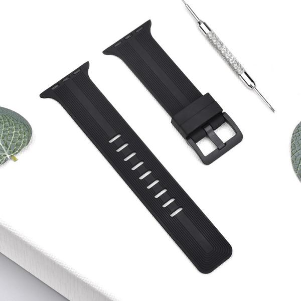 Buy cheap 38 40mm 42 44mm Black Silicone Rubber Watch Strap Bands For Apple Watch from wholesalers