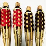 Garden Decor 115cm Bamboo Tiki Torches With Flickering Flame Metal Oil Canisters
