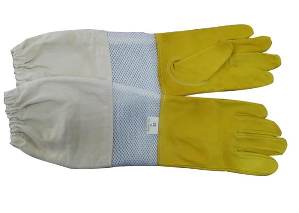 Buy cheap Yellow safety gloves for beekeeping With White Ventilated Wrist from wholesalers
