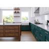 Buy cheap White kitchen green cabinets furniture from Foshan supplier white quartz stone countertop and base dishwasher from wholesalers