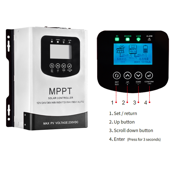 Auto Work 50A/60A MPPT Solar Charge Controller 12V To 96V With LCD Display