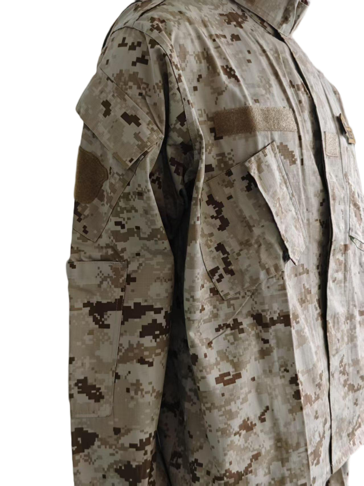 Tactical Desert ACU Pro Set 4 Pocket Combat Shirt with 6 Cargo Straight Leg Pants Water Proof Tactical Pants Wear Resistance Outdoor Hiking Tactical