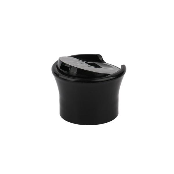 Buy cheap Plastic Press Type Disc Top Cover Black 24/410 Flip Top Caps For Cosmetic Packaging from wholesalers