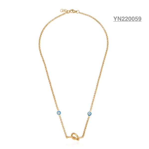 Buy cheap ODM Luxury Brand Double Blue Eye Gold Stacking Necklace Stainless Steel from wholesalers