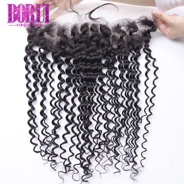 13x4 Human Hair Lace Frontal Closure HD Transparent Swiss Curly Deep Curly Pre