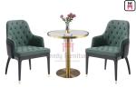 Modern Wood Restaurant Chairs With Dual - Colors Leather Upholstered Button